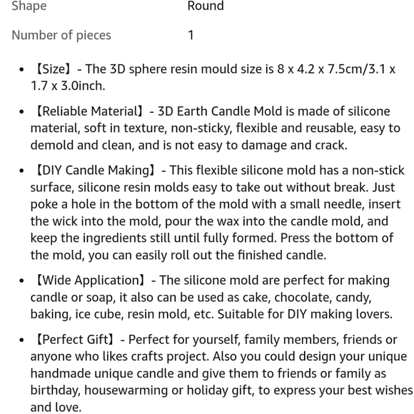 GLOBE CANDLE MOLD - Picture 8 of 8